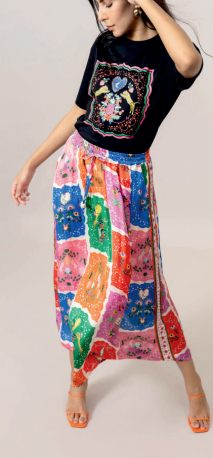 EMILY LOVELOCK CECIL SCARF PRINT SKIRT