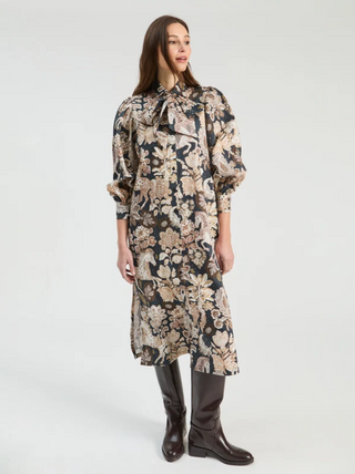 Vilagallo Horse Midi Dress, Black and Beige