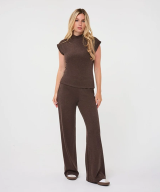 Esqualo Sleevless Mockneck Sweater, Cacao