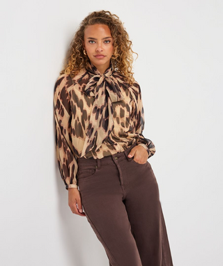 Esqualo Soft Embrace Scarf Blouse, Print