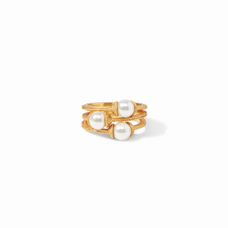Julie Vos Calypso Trio Ring, Pearl/Gold