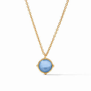 Julie Vos Honeybee Solitaire Necklace, Iridescent Chalcedony Blue Gold
