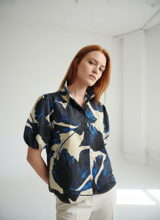 Maude Vivante Kai Top, Indigo Lilies