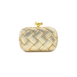 BC Woven Clutch, Gold and Silver