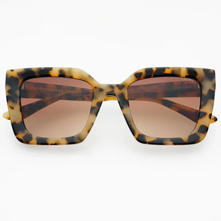 Coco Acetate Womens Square Sunglasses in Milky Tortoise