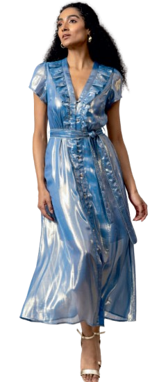 EMILY LOVELOCK KAYLA SILK DRESS AMPARO BLUE