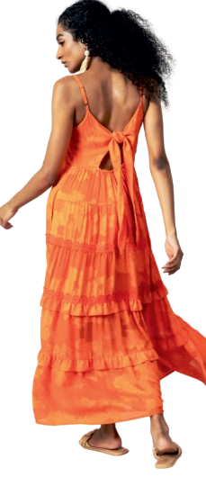 EMILY LOVELOCK SHELBY TIE BACK DRESS ORANGE