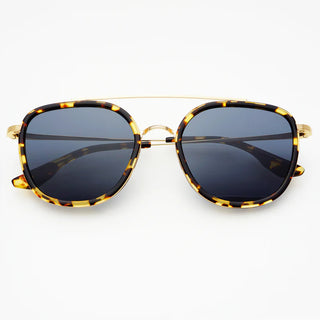 Weston Acetate Round Unisex Sunglasses in Yellow Tortoise/Gray