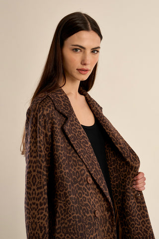 Molly Bracken Ladies Knitted Coat, Leopard Brown