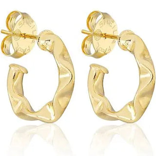 Small Wrinkled Hoops - Shiny 18k Gold Plated