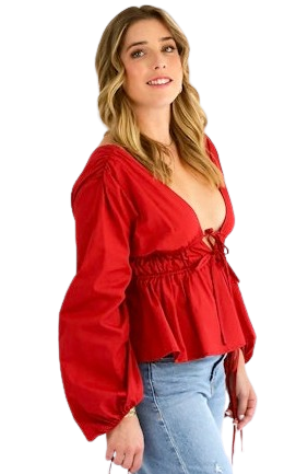 SINCERELY OURS JENNIFER TOP, RUST POPLIN