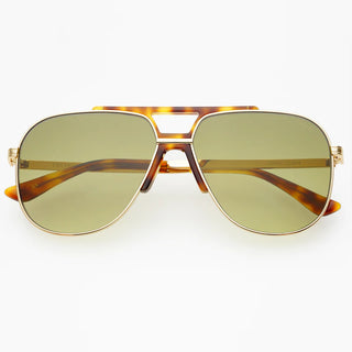 Logan Acetate Aviator Unisex Sunglasses in Gold/Fade Green