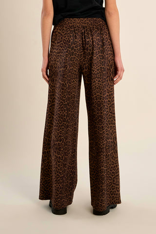 Molly Bracken Ladies Knitted Pants, Leopard Brown