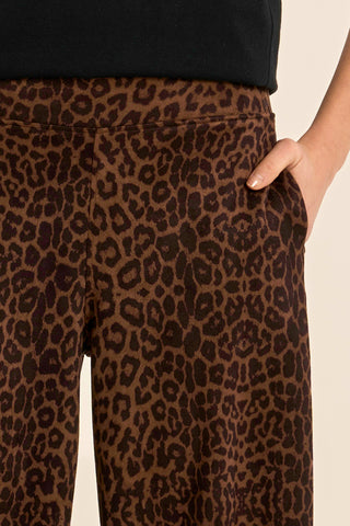 Molly Bracken Ladies Knitted Pants, Leopard Brown