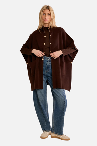 Molly Bracken Ladies Knitted Cape, Chocolate