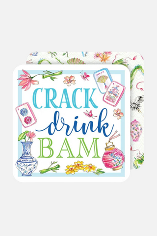 Rosanne Beck Crack Drink Bam Mahjong Icons Square Coasters