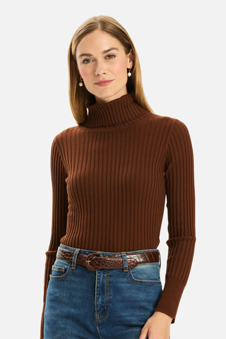 Tyler Boe Cotton Cashmere Turtleneck, Bison