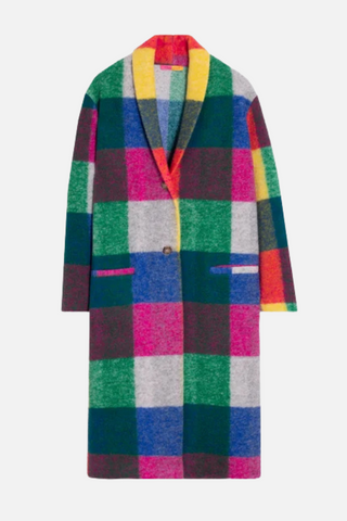 Vilagallo Multi Color Plaid Long Coat
