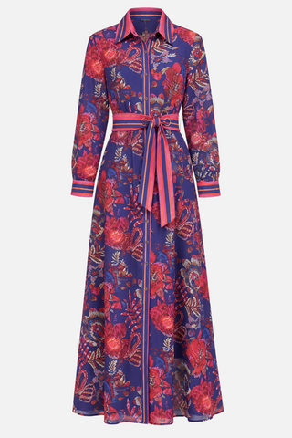 Jade Maxi Shirtdress, Hibiscus Royale