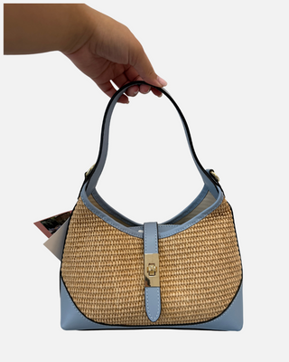 Shoulder Bag Medium Raffia - Light Blue