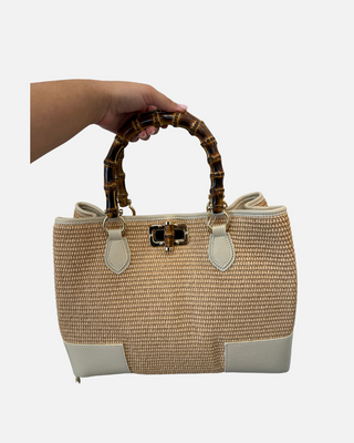 Bamboo Tote Raffia- Beige