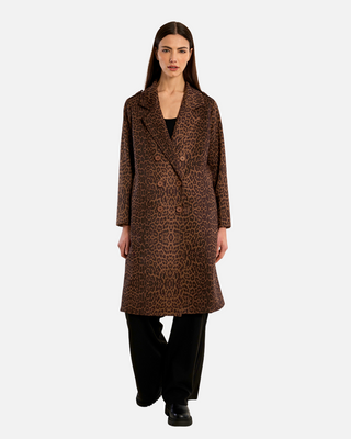 Molly Bracken Ladies Knitted Coat, Leopard Brown