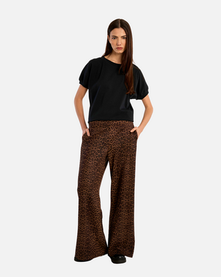 Molly Bracken Ladies Knitted Pants, Leopard Brown
