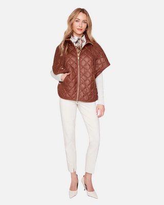 Renuar Luxe Quilted Poncho, Tiramisu