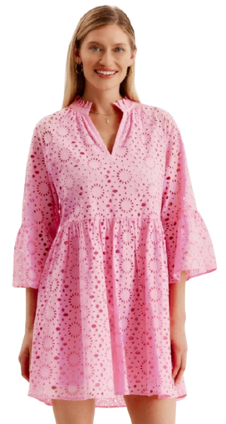 TYLER BOE  ABBIE EYELET DRESS PINK FROSTING