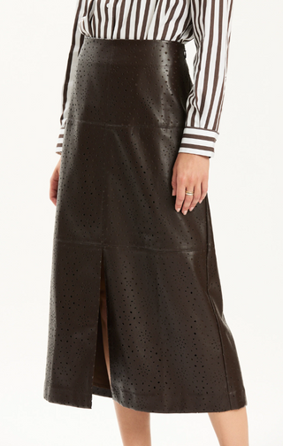 Tyler Boe Phoebe Punched Vegan Leather Skirt, Demitasse