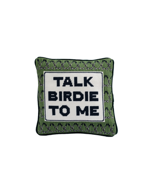 Talk Birdie to me needlepoint pillow case