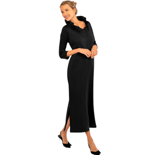 Ruffle Maxi Dress in Solid Black