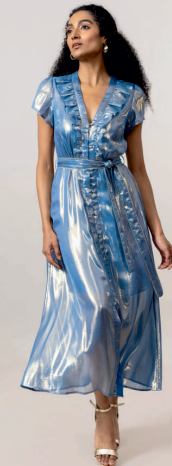 EMILY LOVELOCK KAYLA SILK DRESS AMPARO BLUE