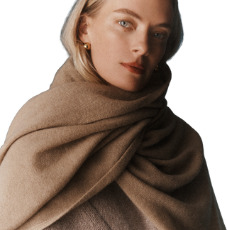 Cashmere Travel Wrap in Warm Camel