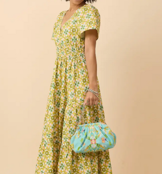 BROOKS AVE DUMPLING CLUTCH, STAINED GLASS TEAL