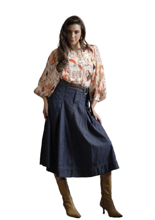 Emily Lovelock Bertha Print Blouse, Chalk
