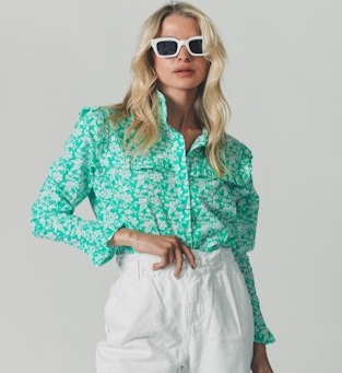 THE SHIRT ELIZABETH SHIRT AQUA FLORAL