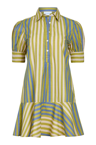 Liv Dress in Chartreuse Stripes