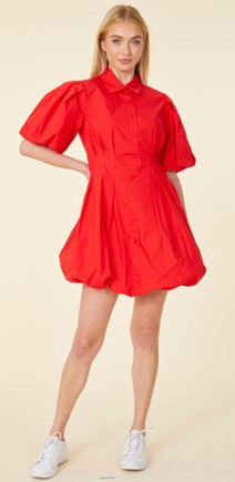DOLCE CABO POPLIN BALLOON DRESS RED