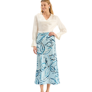 Edie Charmeuse Iced Blue Skirt
