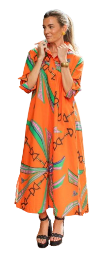 Shirt Dress Long, Estate Orange