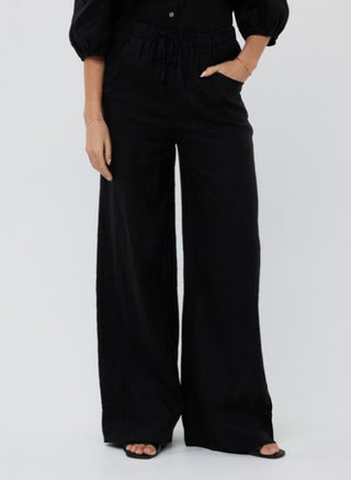 ESQUALO LINEN TROUSERS BLACK
