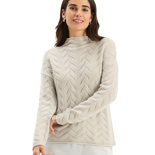 Gracie Cashmere Basketweave Sweater in Silver