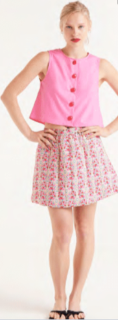 COMPANIA FANTASTICA SLEEVELESS BUTTON FRONT TOP PINK