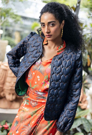 EMILY LOVELOCK BRENDA QUILTED JACKET DENIM BLUE