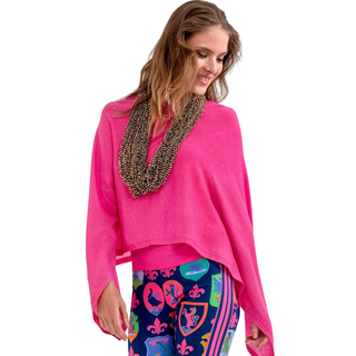 Cashmere- Like Poncho in Pink