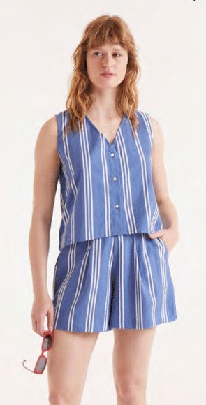 COMPANIA FANTASTICA STRIPED SHORTS BLUE/WHITE