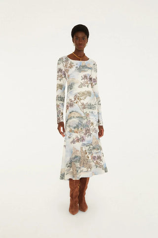 Toile De Rio Winter White Textured Jersey Midi Dress