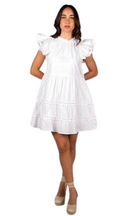 SINCERELY OURS MIRA DRESS, WHITE POPLIN